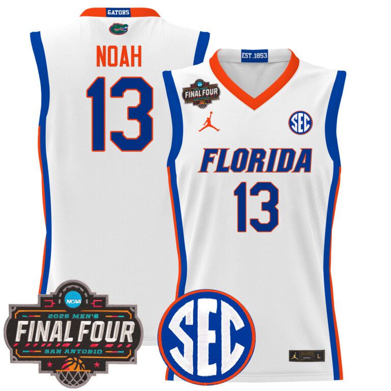 Men Florida Gators #13 Noah white 2025 Final Four Patch NCAA Jersey style 2->ncaa teams->NCAA Jersey